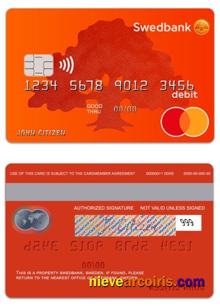 Sweden SwedBank debit mastercard